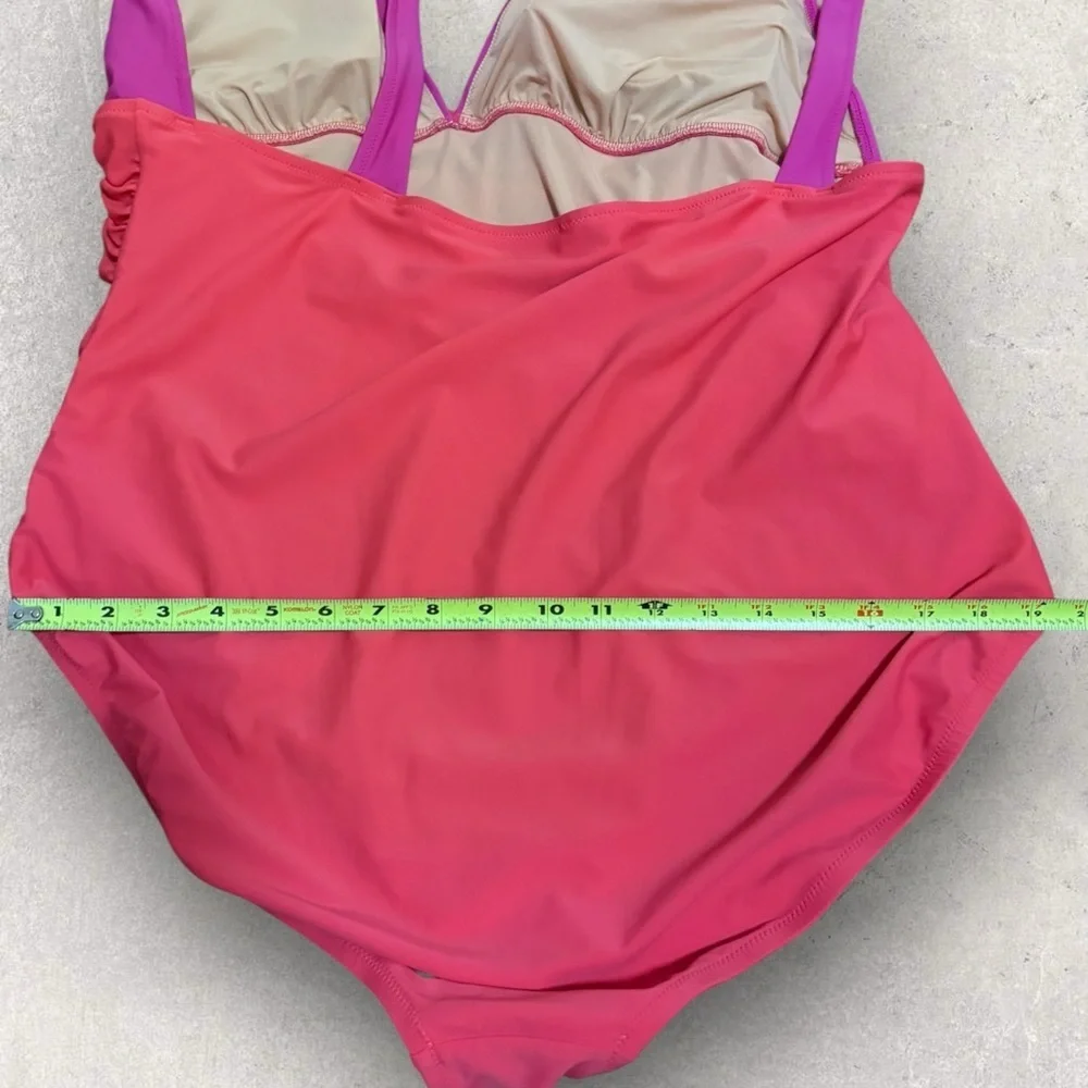 J. Crew ruched one piece colorblock swimsuit